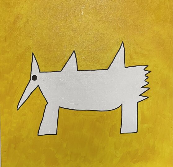 "Rademord", 50 x 50 cm, Oil and marker on canvas, 2024, Michael Mastrototaro