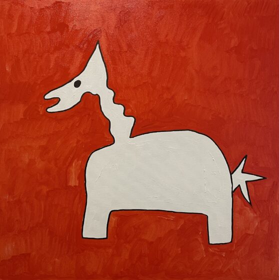 "Effarig", 50 x 50 cm, Oil and marker on canvas, 2024 - Michael Mastrototaro